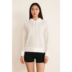 Lauren Ralph Lauren White Thermal Knit Hoodie Pullover